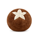 Nordic Fruit and Vegetable Accent Cushion in Mushroom on a white background