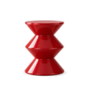 Juniper Minimal Round Side Table & Stool in Red on a white background