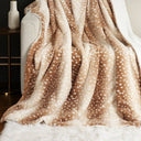 Halden Deer Print Faux Fur Throw Blanket - Dense Plush Pile, Throw and Bed Throw Sizes, Soft and Warm for Couch and Bed