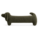 Dachshund Shaped Plush Bolster Pillow in Green on a white background