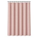 Solid Color Linen Look Shower Curtain in Pink on a white background