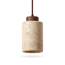 Rhea Japanese Travertine Stone Pendant in Dark Wood on a white background