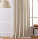 Aurelie Natural Linen Tassel Curtain Panel - Semi Sheer Slub Weave with a Rod Pocket Header, 55 x 39 to 55 x 102 Inches, One Panel per Pack