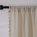 Aurelie Natural Linen Tassel Curtain Panel - Semi Sheer Slub Weave with a Rod Pocket Header, 55 x 39 to 55 x 102 Inches, One Panel per Pack