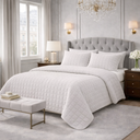 Reuben Quilted Velvet Bedspread Set - Channel Stitch Coverlet with 2 Pillowcases, Twin Full, Queen and King, Lightweight and Soft for Bed