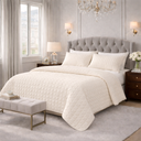Reuben Quilted Velvet Bedspread Set - Channel Stitch Coverlet with 2 Pillowcases, Twin Full, Queen and King, Lightweight and Soft for Bed