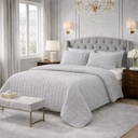 Reuben Quilted Velvet Bedspread Set - Channel Stitch Coverlet with 2 Pillowcases, Twin Full, Queen and King, Lightweight and Soft for Bed