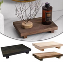 Desmond Solid Wood Pedestal Riser - 9 x 5.9 Inches, Footed Display Stand for Bathroom and Kitchen Counters