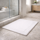 Romilly White Cotton Bath Rug - Reversible 3000 GSM Tufted Pile, 21 x 34 Inches, Absorbent and Quick-Dry