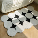 Avery Neutral Tufted Bath Mat - 17.7 x 23.6 to 27.6 x 49.2 Inches, Anti Slip TPE Backed Mini Rug with Overlocked Edges