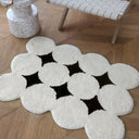 Avery Neutral Tufted Bath Mat - 17.7 x 23.6 to 27.6 x 49.2 Inches, Anti Slip TPE Backed Mini Rug with Overlocked Edges