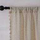 Aurelie Natural Linen Tassel Curtain Panel - Semi Sheer Slub Weave with a Rod Pocket Header, 55 x 39 to 55 x 102 Inches, One Panel per Pack