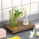 Desmond Solid Wood Pedestal Riser - 9 x 5.9 Inches, Footed Display Stand for Bathroom and Kitchen Counters