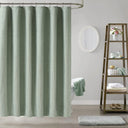 Darcy Solid Color Linen Look Shower Curtain - Waterproof Thick Fabric, 71 x 71 Inches, Six Colors with Silver Metal Hooks