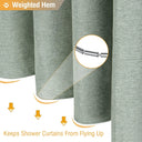 Darcy Solid Color Linen Look Shower Curtain - Waterproof Thick Fabric, 71 x 71 Inches, Six Colors with Silver Metal Hooks