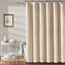 Darcy Solid Color Linen Look Shower Curtain - Waterproof Thick Fabric, 71 x 71 Inches, Six Colors with Silver Metal Hooks