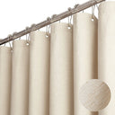 Darcy Solid Color Linen Look Shower Curtain - Waterproof Thick Fabric, 71 x 71 Inches, Six Colors with Silver Metal Hooks