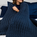 Mirabel Handwoven Weighted Knit Blanket - Oversized Braided Texture, 52 x 60 and 52 x 80 Inches, Breathable for Couch or Bed