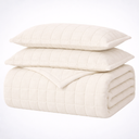 Reuben Quilted Velvet Bedspread Set - Channel Stitch Coverlet with 2 Pillowcases, Twin Full, Queen and King, Lightweight and Soft for Bed