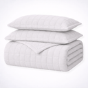 Reuben Quilted Velvet Bedspread Set - Channel Stitch Coverlet with 2 Pillowcases, Twin Full, Queen and King, Lightweight and Soft for Bed
