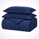 Reuben Quilted Velvet Bedspread Set - Channel Stitch Coverlet with 2 Pillowcases, Twin Full, Queen and King, Lightweight and Soft for Bed