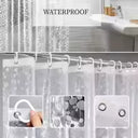 Calder Clear PEVA Shower Curtain Liner - 71 x 71 Inches, 3D Pebble Texture, Waterproof With 12 Hooks and 3 Magnets