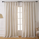 Aurelie Natural Linen Tassel Curtain Panel - Semi Sheer Slub Weave with a Rod Pocket Header, 55 x 39 to 55 x 102 Inches, One Panel per Pack