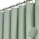 Darcy Solid Color Linen Look Shower Curtain - Waterproof Thick Fabric, 71 x 71 Inches, Six Colors with Silver Metal Hooks