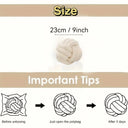 Waverly Knotted Ball Cushion - Short Plush Tied Form, 9.1 x 9.1 Inches, Round Accent Cushion for Sofa and Bed