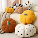 Bennet Nordic Pumpkin Shaped Cushion - Gathered Ribbed Form, 7.9 Inches Round, Accent Cushion for Sofa and Bed