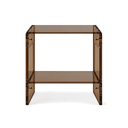 Thea Nordic Acrylic Two-Tier Side Table in Deep Brown on a white background