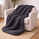 Mirabel Handwoven Weighted Knit Blanket - Oversized Braided Texture, 52 x 60 and 52 x 80 Inches, Breathable for Couch or Bed