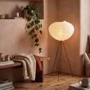 Maren rice paper floor lamp in a warm clay-pink room