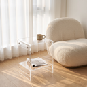 Thea acrylic two-tier side table in a Nordic living room