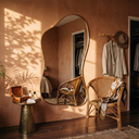 Sable irregular mirror in a warm dressing corner