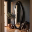 Greer full length dressing mirror in a charcoal entryway