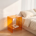 Thea acrylic two-tier side table in orange