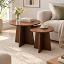 Astrid Nordic Round Side Table shown in both sizes side by side, the smaller nesting under the larger