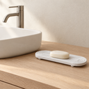 Diatomite Stone Sink Tray in White styled in a modern Nordic bathroom