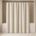 Solid Color Linen Look Shower Curtain in Beige styled in a modern Nordic bathroom