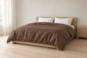 Lyocell Duvet Cover in Brown styled in a bedroom