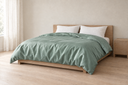 Lyocell Duvet Cover in Green styled in a bedroom