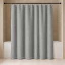 Solid Color Linen Look Shower Curtain in Gray styled in a modern Nordic bathroom