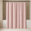 Solid Color Linen Look Shower Curtain in Pink styled in a modern Nordic bathroom