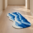 Blue Wave Tufted Accent Rug styled in a Nordic hallway