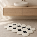 Neutral Tufted Bath Mat styled in a Nordic bathroom