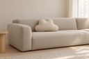Cloud and Star Cotton Linen Cushion in Cloud styled in a living room