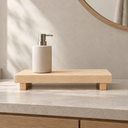 Solid Wood Pedestal Riser styled in a bathroom
