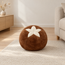 Nordic Fruit and Vegetable Accent Cushion in Mushroom styled in a living room