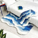 Auden Blue Wave Tufted Accent Rug - 23.6 x 31.5 and 23.6 x 47.2 Inches, Dense High Pile with a Rubber Grip Base